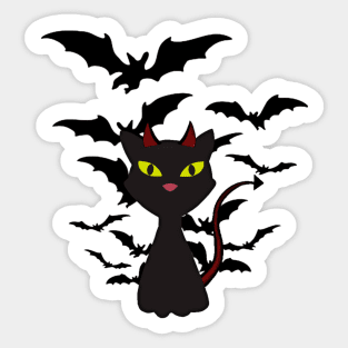 Demon Cat's Meowloween! Sticker